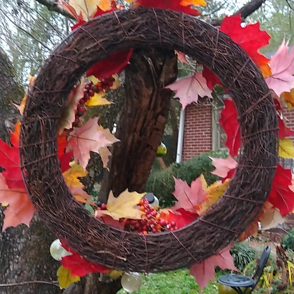 Natural and Silk Autumn Wreath - Picture 2 of 2